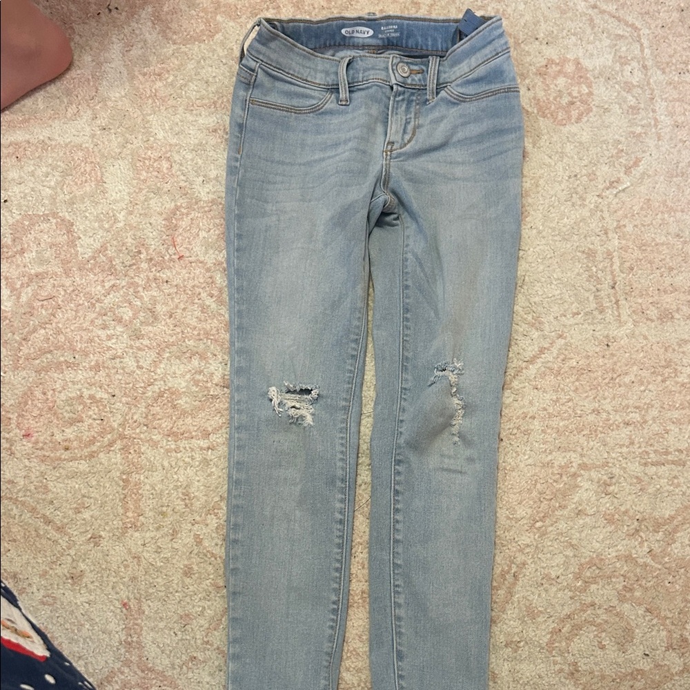 Girls Old Navy Light Blue Skinny Jeans with Distressed Knees
